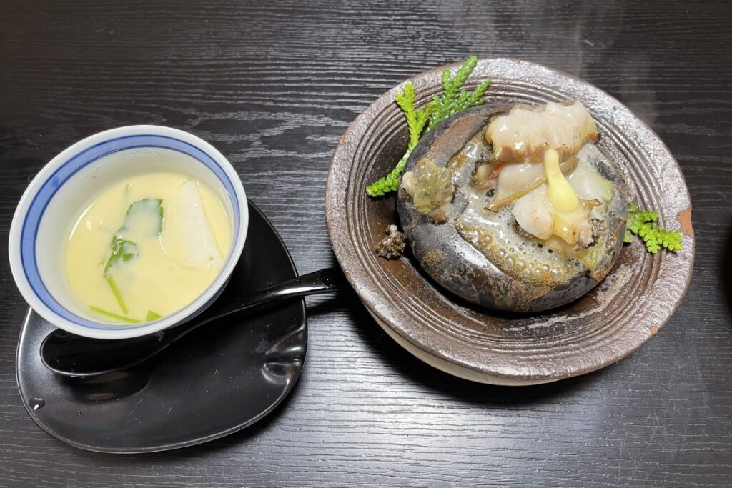 割烹 千代 茶碗蒸し・アワビのバター焼き