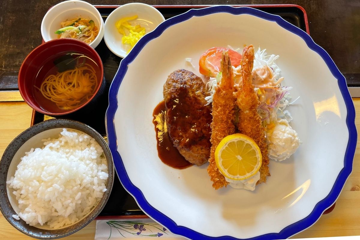 ふくだや 海老フライ＆ハンバーグ定食(1,180円)