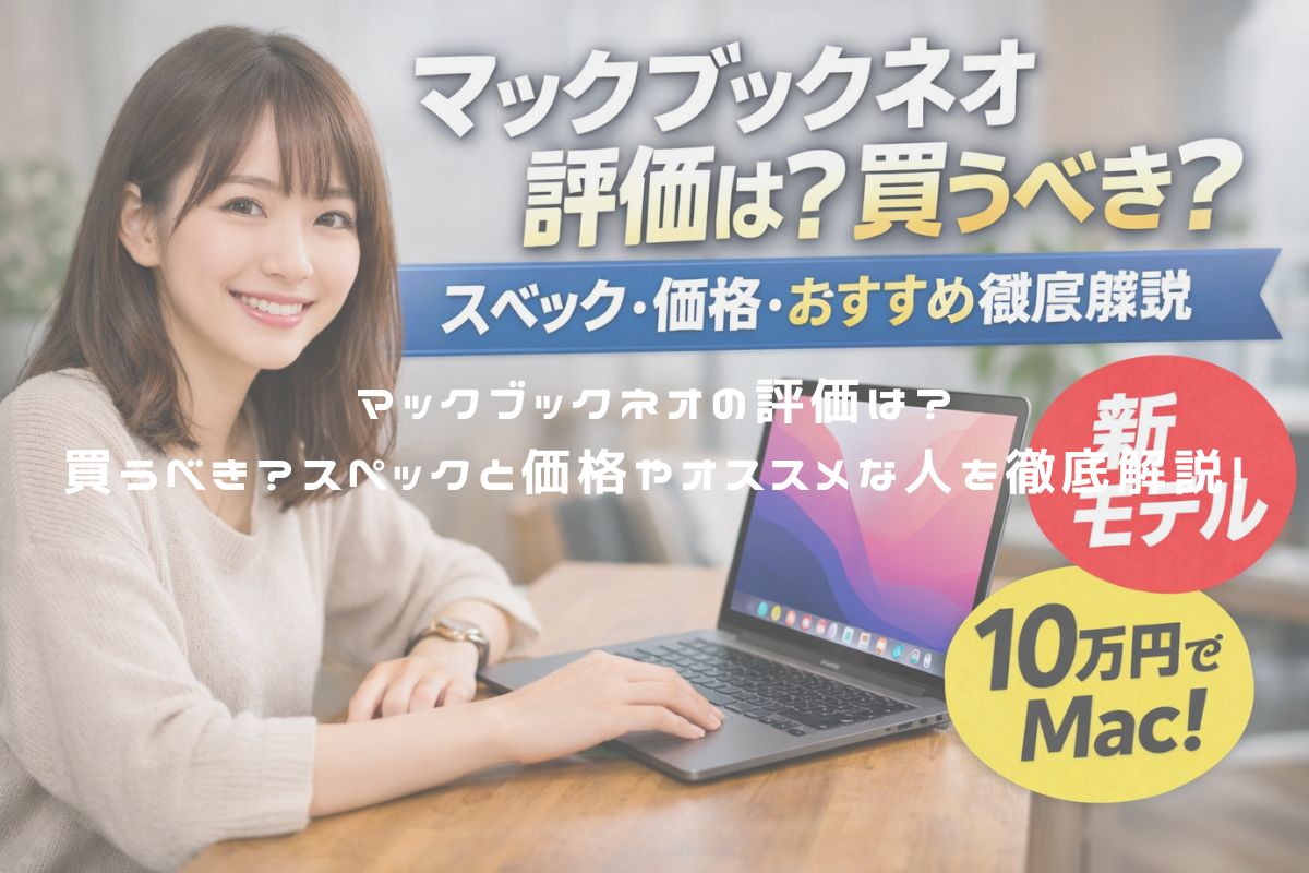 マックブックネオの評価は？買うべき？スペックと価格やオススメな人を徹底解説！ アイキャッチ